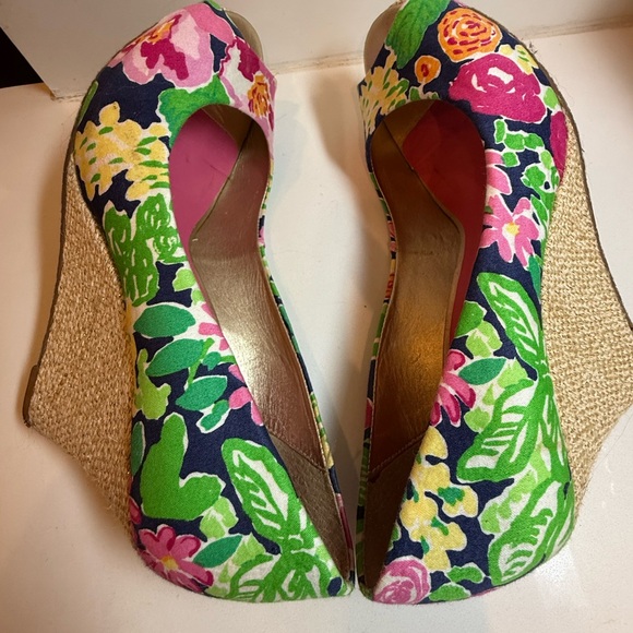 Lilly Pulitzer Floral Wedge Peep-Toe Shoes - Picture 4 of 11